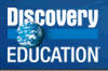 Logo for Discovery Education featuring the word Discovery with an image of the Earth replacing the letter o, and the word Education below, all on a blue background.