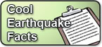 A green, rectangular button with the words Cool Earthquake Facts on the left and a clipboard with lined paper on the right.