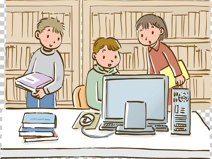 library drawing computer monitors