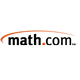 Logo for math.com featuring the website name in black lowercase letters, with a curved orange swoosh above math and a small orange dot in the .com. White background.