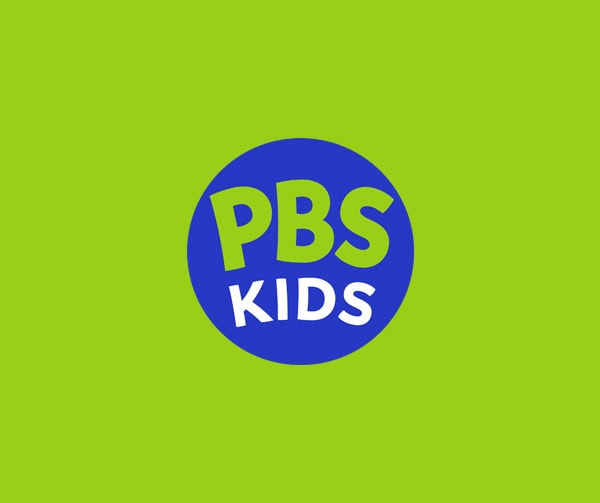 PBS KIDS logo with green PBS and white KIDS text inside a blue circle, set against a bright green background.