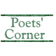 The image displays the text Poets Corner in green, centered between two horizontal green lines above and below the words, all on a white background.