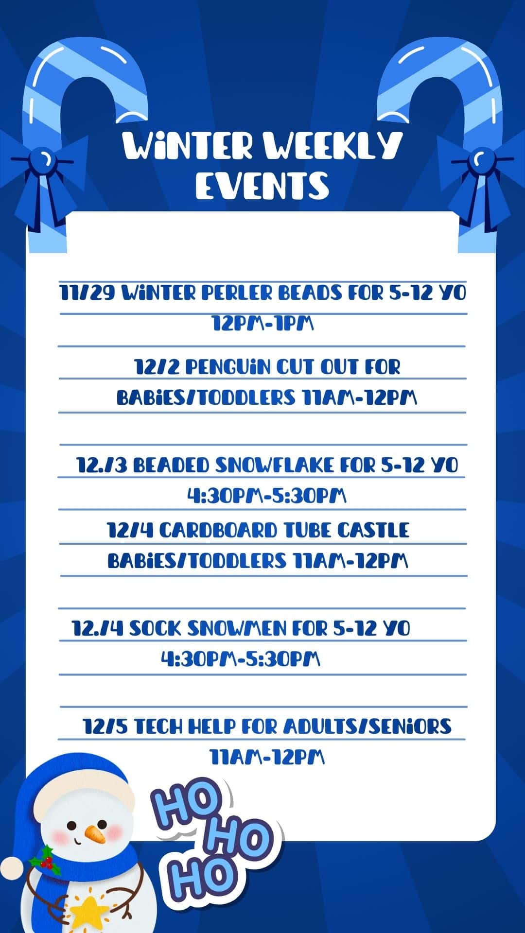 winter weekly events