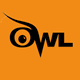 A stylized black owl logo on an orange background, with the owls eye forming the letter O and the rest of the word WL creating the word OWL.